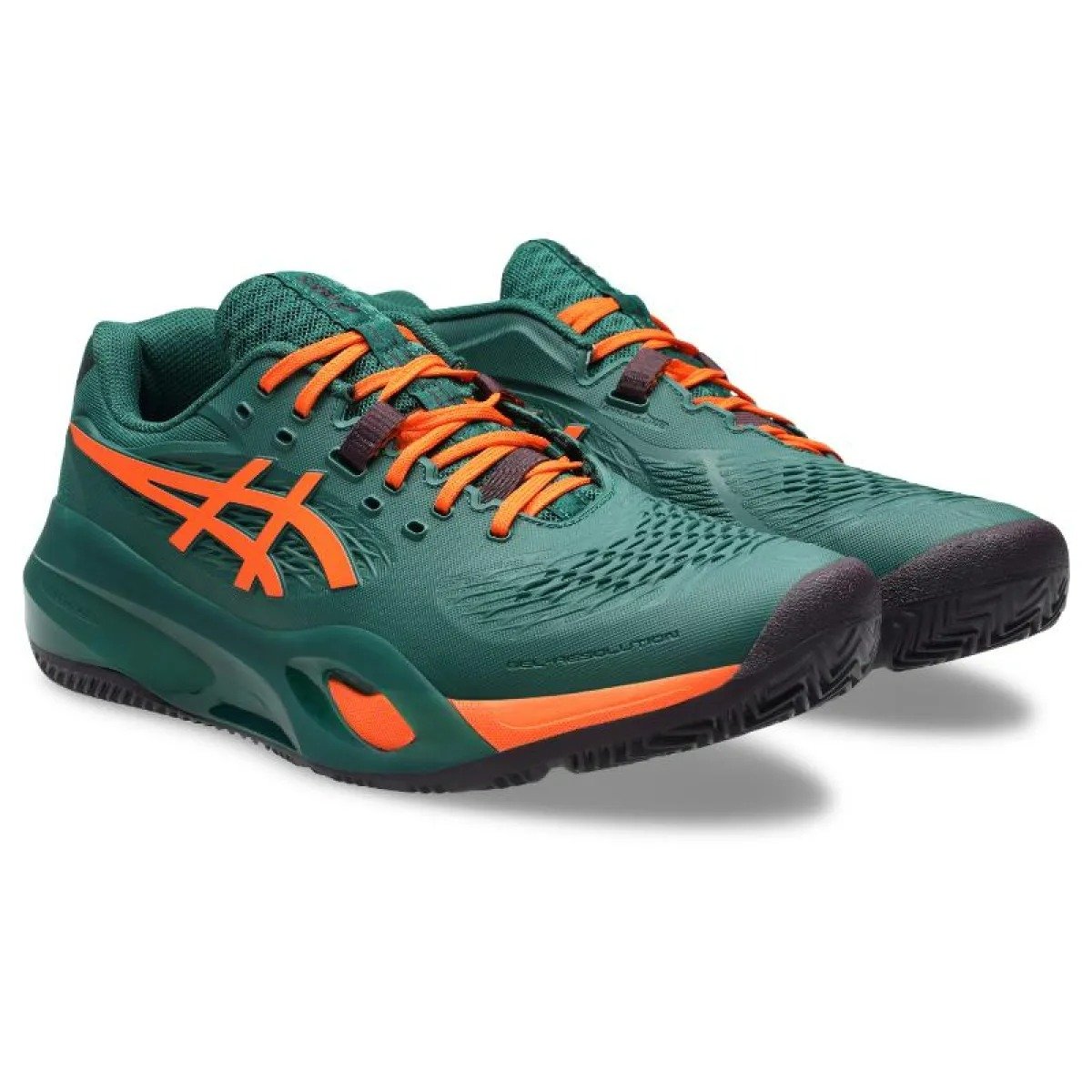 Asics Gel Resolution X Padel Green Orange Shoes - Image 3
